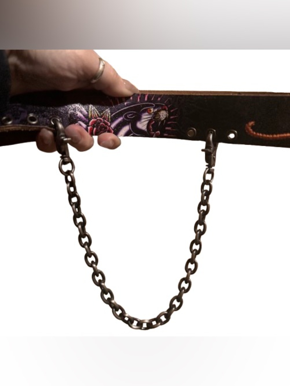 Ed Hardy by Christian Audigier Vintage Y2K Tattoo Belt With Chain (Size L) - EUC - Picture 5 of 10
